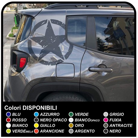 adesivi STELLA GRANDE Effetto Consumato per montante posteriore jeep renegade stickers Jeep nuova Renegade US ARMY 