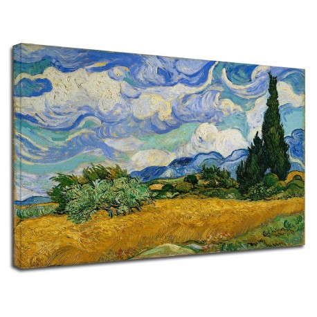 Painting Van Gogh - Wheat Field with Cypresses Painting print on canvas with or without frame