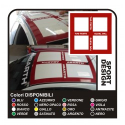 Adesivi per FIAT 500 ABARTH o per GRANDE punto ed esseesse ABARTH fasce tettino sticker decal con TESTO DA TE PREFERITO