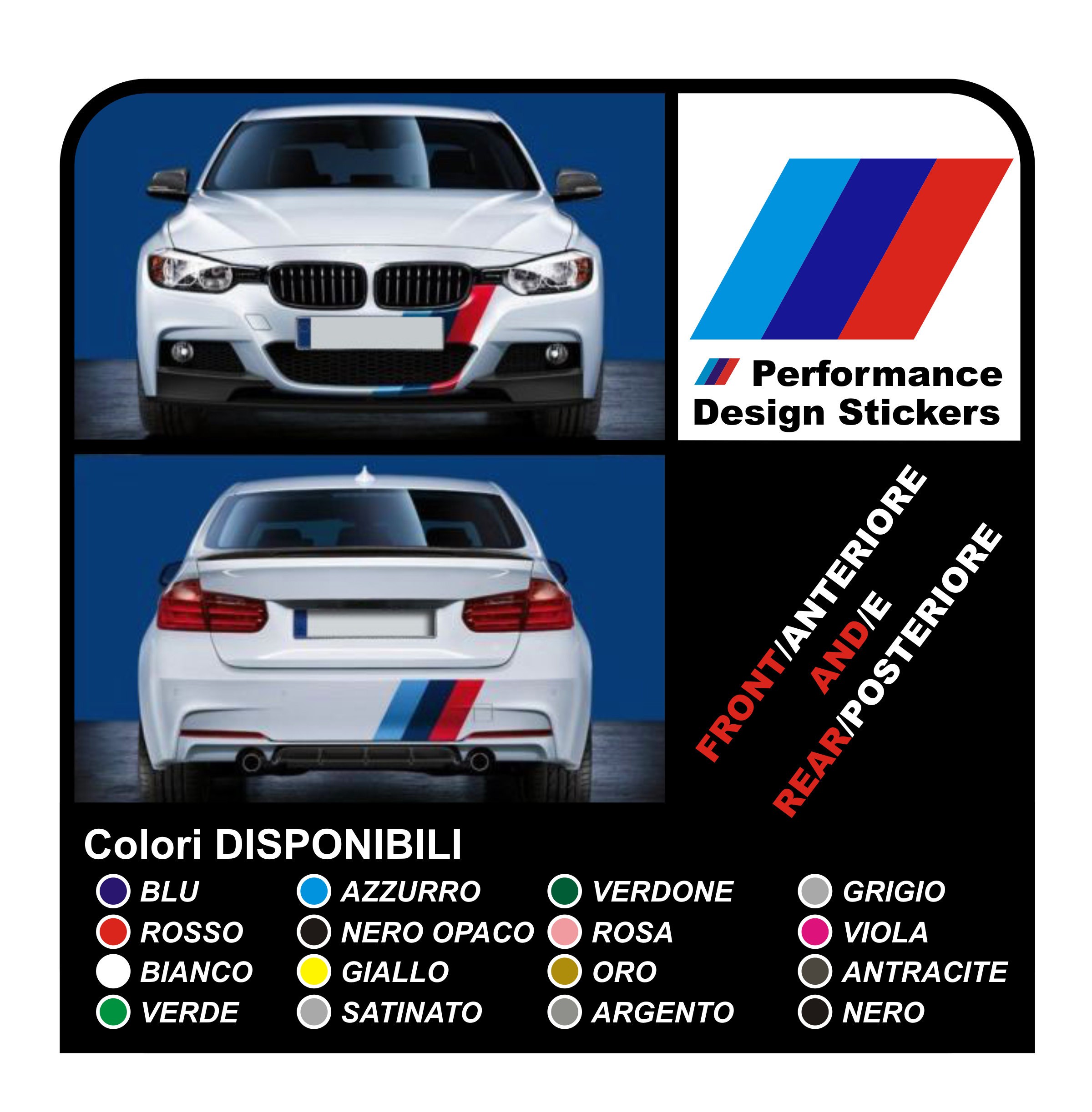 Kompatibel mit BMW Emblem 51767288752 Fronthaube Stoßstange Hinten Stamm  Roundel Tuning Abzeichen 82mm 1 2 3 4 5 7 X1 X2 X3 X4 X5 X6 X7 Schwarz  Silber - .de