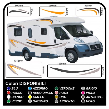 Adesivi CAMPER kit completo grafica in vinile adesivi decalcomanie strisce Set CAMPER VAN ROULOTTE - grafica 04 (var)