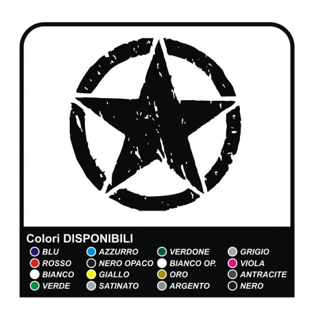 Sticker STAR Jeep CJ CJ3 CJ5 CJ7 CJ8, EJÉRCITO de los estados unidos cm 40x40 estrella militar 4X4