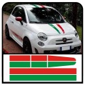 Autocollants pour FIAT 500 KIT de bandes du drapeau italien capot toit et le coffre stripes drapeau tricolore autocollants