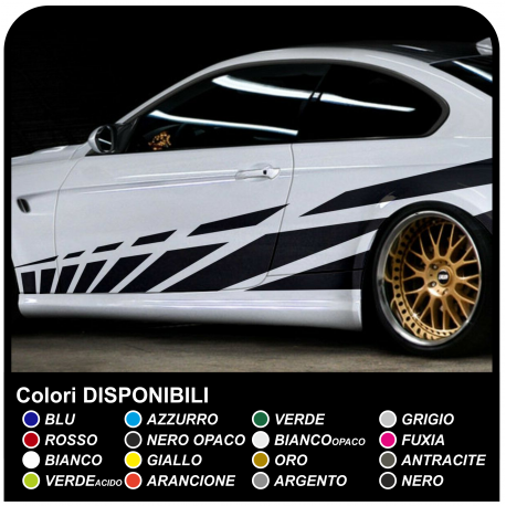 Adesivi Laterali per Auto Strisce adesive Racing Stickers Tuning Fasce Laterali da Corsa cm 270