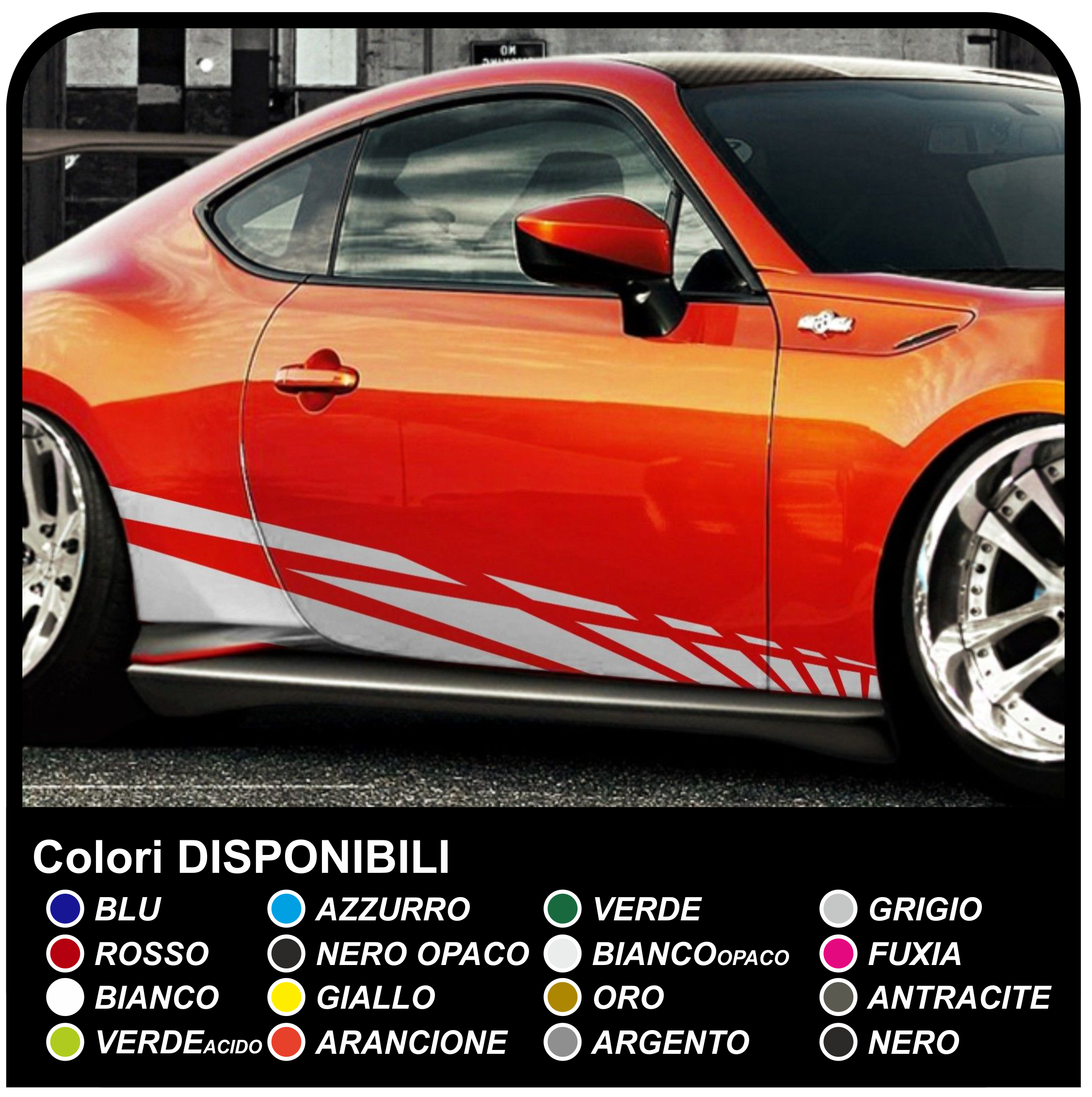 Des Stickers pour les côtés de la voiture 195cm côté collant de Course de  Sport de Décoration Autocollant pour voiture Tuning