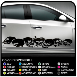 SKULLS stickers aggressive front side car, skull sticker cm 185 stripes car Tribal