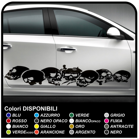 Los CRÁNEOS de pegatinas agresivo parte delantera del coche, el cráneo de la etiqueta engomada cm 185 rayas Tribales coche