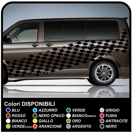 Adhesive side checkerboard worn effect Racing 350cm checkered flag for car, bus and vans