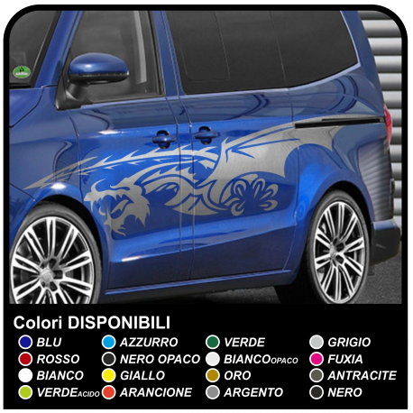 Côté adhésif DRAGON Tribal tuning 250cm bandes latérales de Stickers Tribal de Réglage de la taille de cm 250 pour les