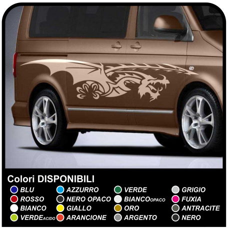 Adesivi laterali Tribal drago volate tuning cm 250 strisce laterali adesive tribal Tuning furgoni van ed auto