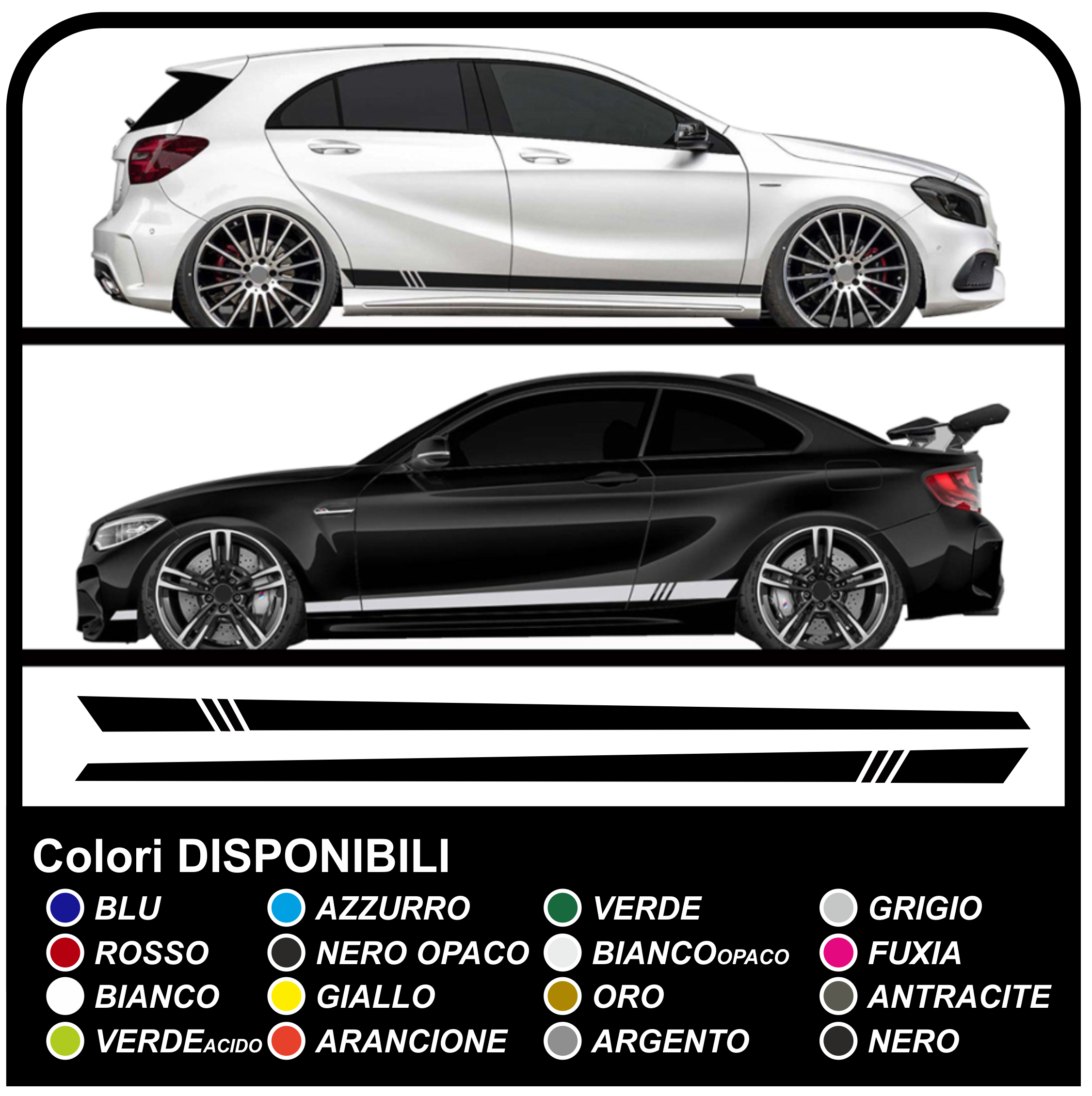 S'adapte Vauxall Astra Côté racing stripes autocollants graphiques TUNING stickers voiture vinyle