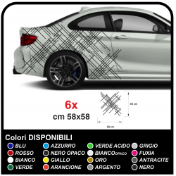 Adhesive side lines for graphics sports car, stickers to sides, bonnet and side car, Tuning Decor