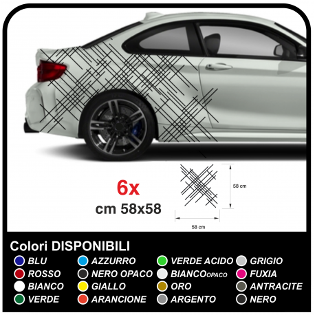 El adhesivo de las líneas laterales para gráficos coche deportivo, adhesivos, a los lados, el capó y en los laterales del