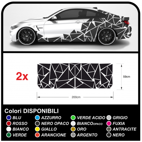 Pegatinas lados-alquiler de Triángulos Conjunto completo de Camuflaje para auto coche Calcomanía de carreras de la etiqueta