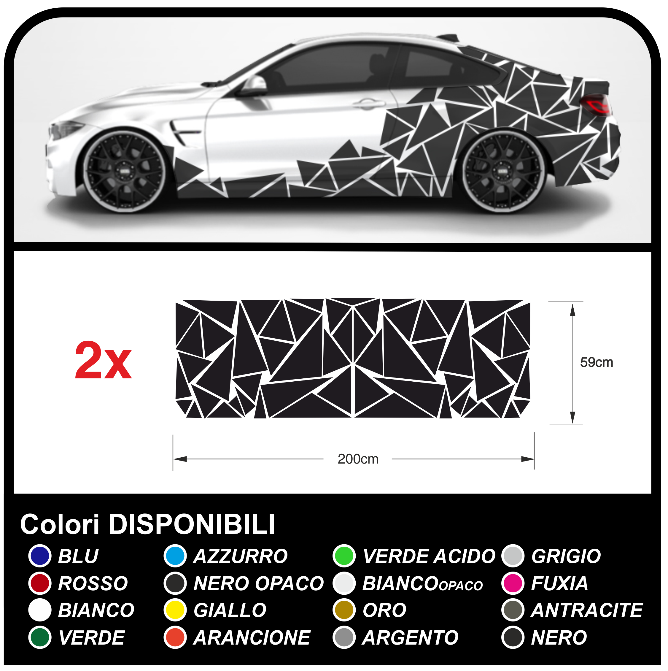 Stickers sides-car Triangles complete Set Camouflage for car auto