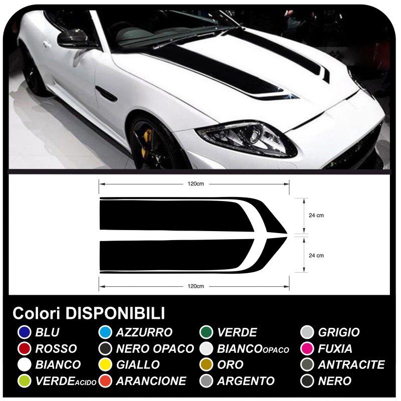 Autocollants Capot, la voiture universel Autocollant de Bande de décoration  de voiture tuning Autocollant, Racing Stripe