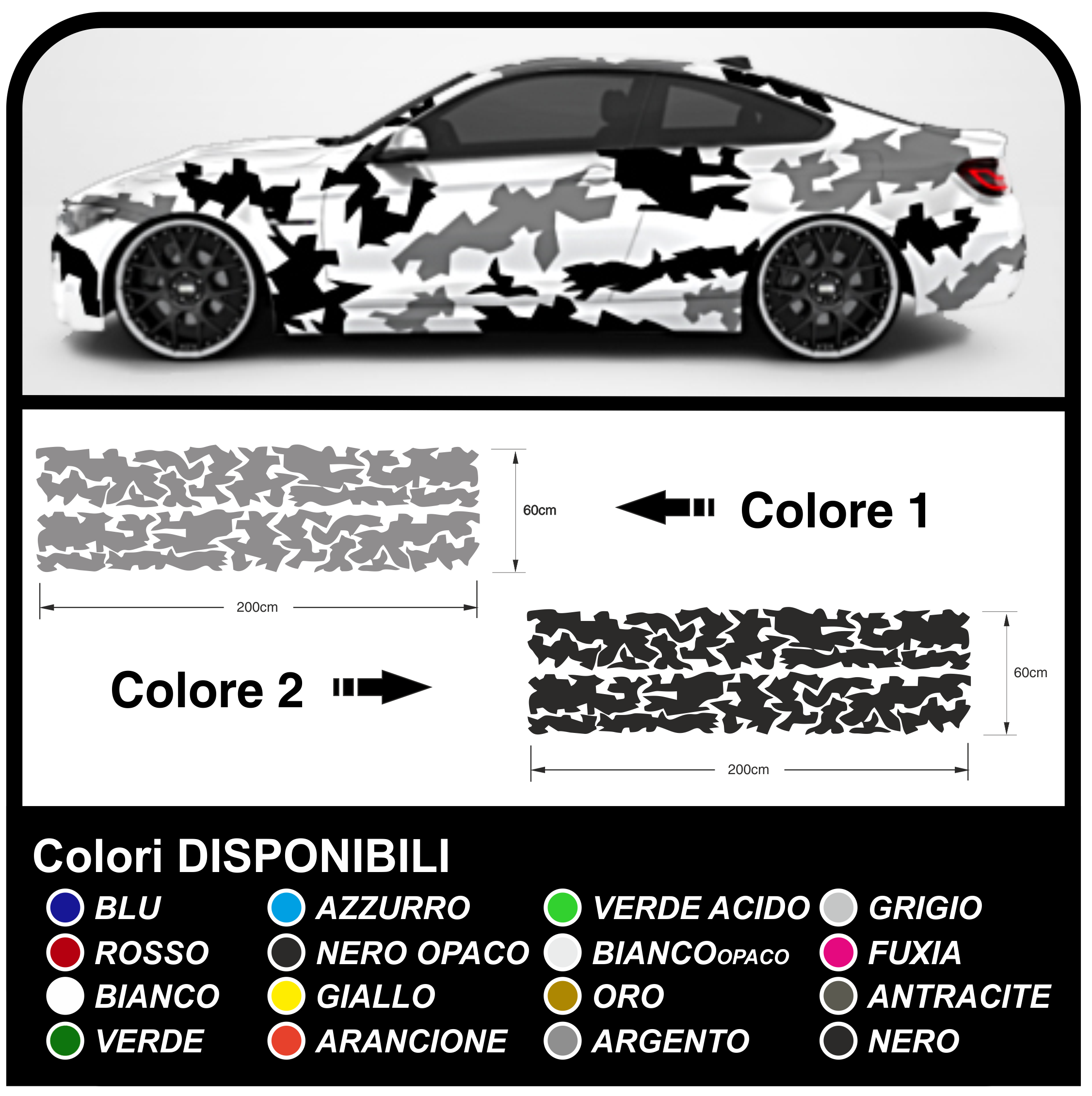 Camouflage Aufkleber Set V1  Camouflage Car Graphic Kit V1