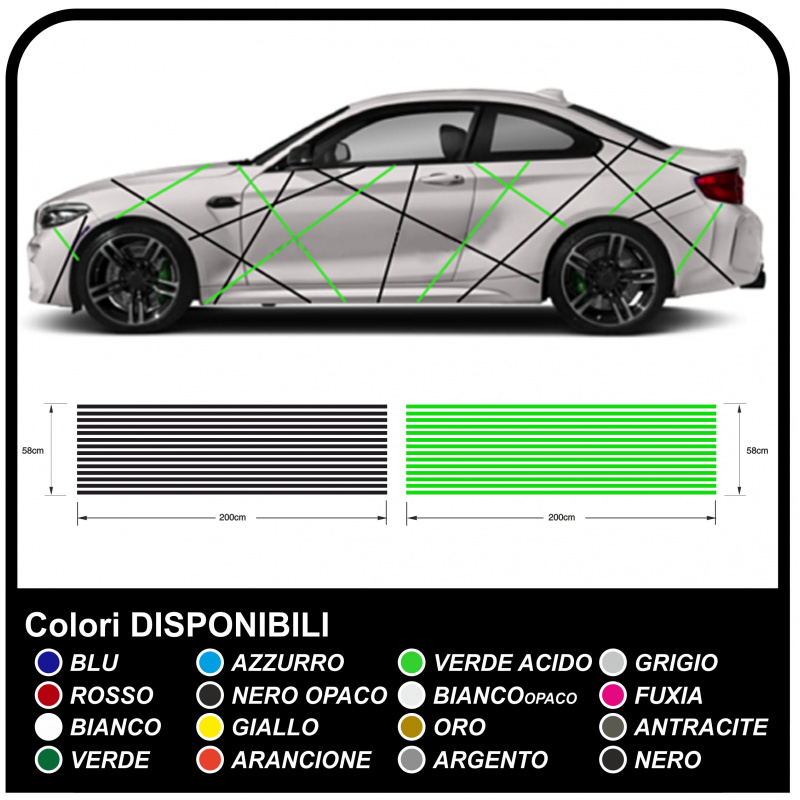 Adesivi auto universale per tutte le auto Linee adesive decalcomanie racing  tuning con linee bicolore
