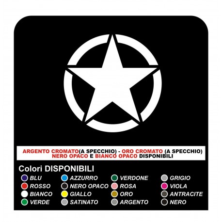 Sticker STAR Jeep CJ CJ3 CJ5 CJ7 CJ8 RENEGADO cm 50 estrellas militar 4X4