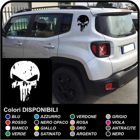adesivi Teschio effetto consumato per montante posteriore jeep renegade stickers Jeep Renegade teschio Punisher