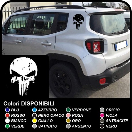 pegatinas Cráneo efecto desgastado en la parte trasera del jeep renegade pegatinas Jeep Renegade cráneo Punisher