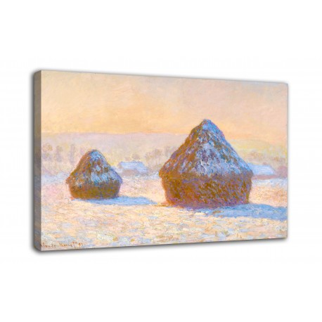 Le cadre de Gerbes, effet de neige, le matin - Claude Monet - impression sur toile avec ou sans cadre