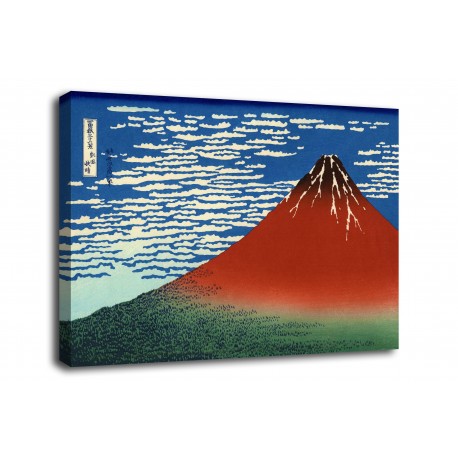 The framework of South Wind, clear Sky (Red Fuji) - Katsushika Hokusai - print on canvas with or without frame