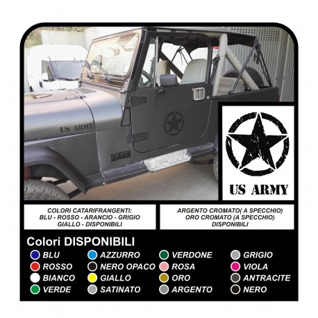 4 STICKERS 25 cm STAR + US ARMY FOR JEEP WRANGLER RENEGADE WILLYS STICKERS