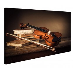 Moderne gemälde Violine auf Einem Tisch, Holz, Druck auf Leinwand - Rahmen für Wohnzimmer, Küche, Büro, haus