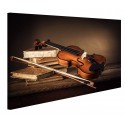 Quadri Moderni Violino su Un Tavolo di Legno Stampa su Tela - Quadro per Salotto Cucina Ufficio casa