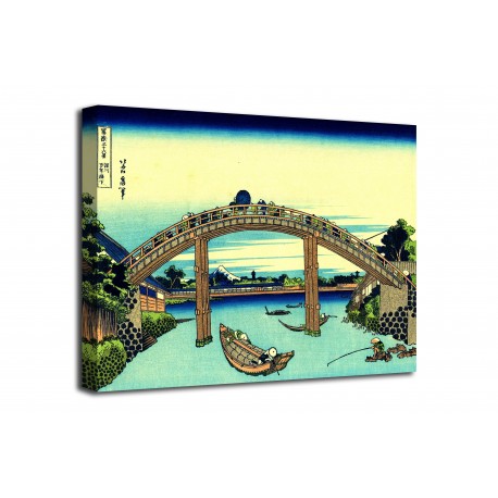 Quadro Sotto il Ponte Mannen a Fukagawa - Katsushika Hokusai - stampa su tela canvas con o senza telaio