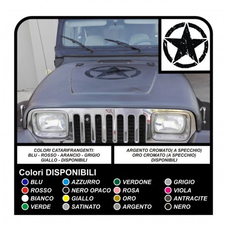 Sticker STAR militaire consommé 50 cm x Jeep RENEGADE BOUSSOLE offroad DÉFENSEUR