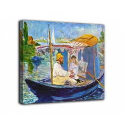 Painting Monet painting on his boat - Edouard Manet - print on canvas with or without frame