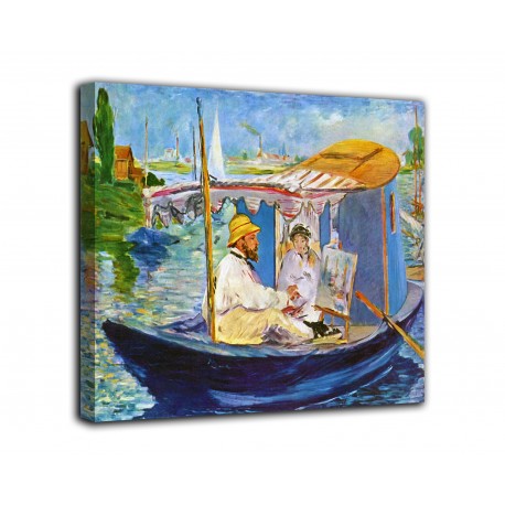 Rahmen claude Monet malt in seinem boot - Édouard Manet - druck auf leinwand, leinwand mit oder ohne rahmen