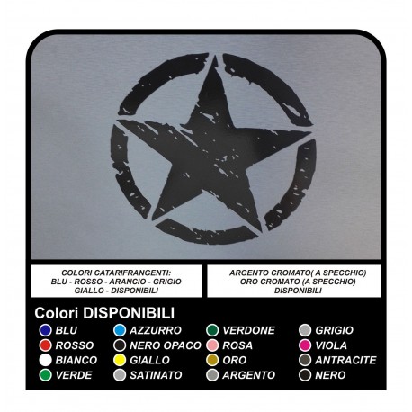 2 ADESIVI cm 25 STELLA graffiata per Jeep WRANGLER WILLYS RENEGADE stickers