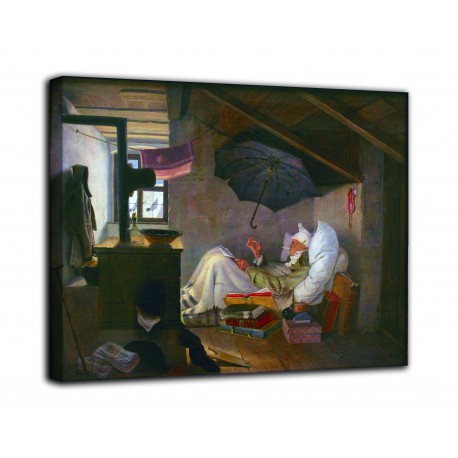 Quadro Il povero poeta - Carl Spitzweg - stampa su tela canvas con o senza telaio