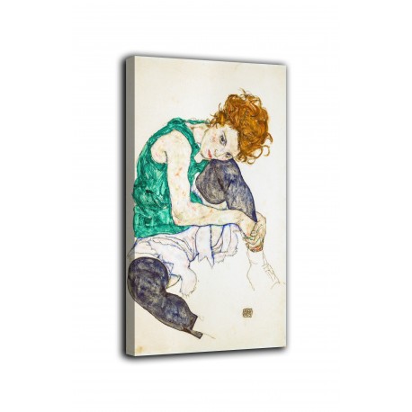 Picture a Woman sitting with bent knees - Egon Schiele - print on canvas with or without frame