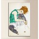 Picture a Woman sitting with bent knees - Egon Schiele - print on canvas with or without frame