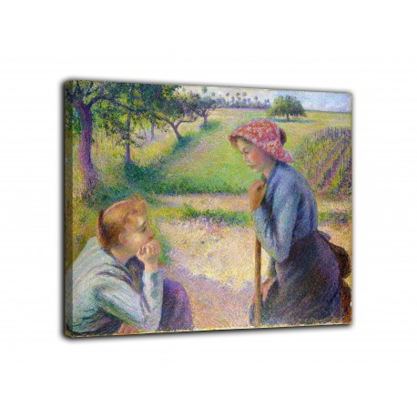 Picture Two young farmers - Camille Pissarro - print on canvas with or without frame