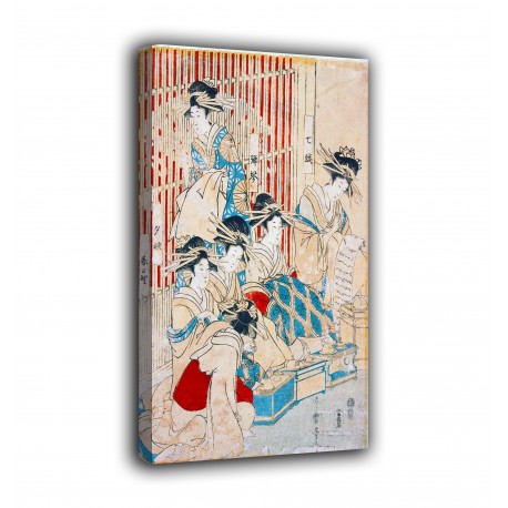 El marco de las Cortesanas de invernadero - Kitagawa Utamaro - impresiones en lienzo, con o sin marco