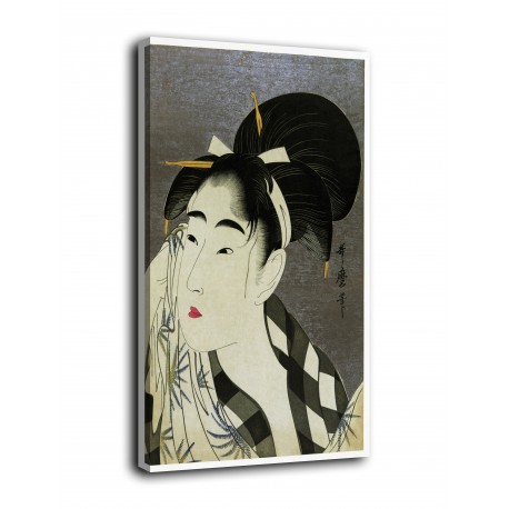 Imagen de una Mujer que se seca el sudor - Kitagawa Utamaro - impresiones en lienzo, con o sin marco