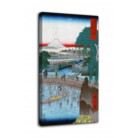 Rahmen Ichikobu Bridge - Hiroshige - drucken auf leinwand, leinwand mit oder ohne rahmen