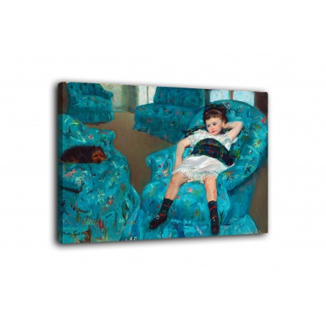 Image de petite Fille dans un fauteuil bleu - Mary Cassatt - des impressions sur toile avec ou sans cadre