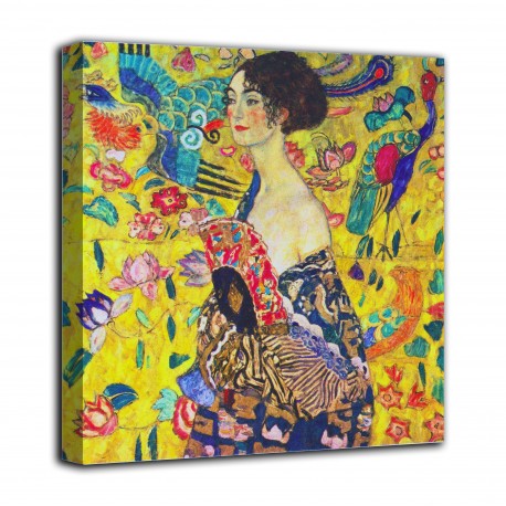 Peinture Dame avec ventilateur - Gustav Klimt - impression sur toile avec ou sans cadre