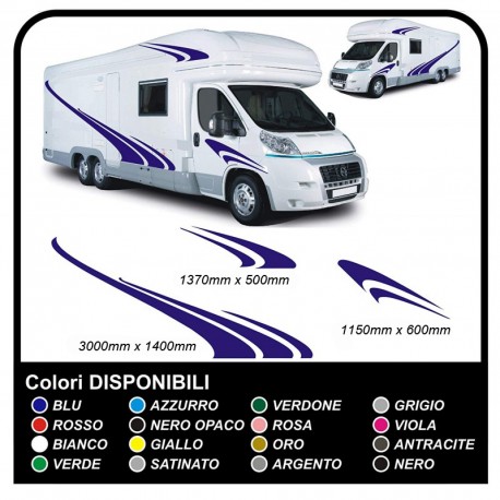 CAMPER grafica in vinile adesivi decalcomanie strisce Set CAMPER VAN ROULOTTE Motorhome - grafica 08c MAXI