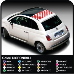 Adesivi per FIAT 500 fasce tettino panoramico tetto vetro scacchiera scacchi sticker