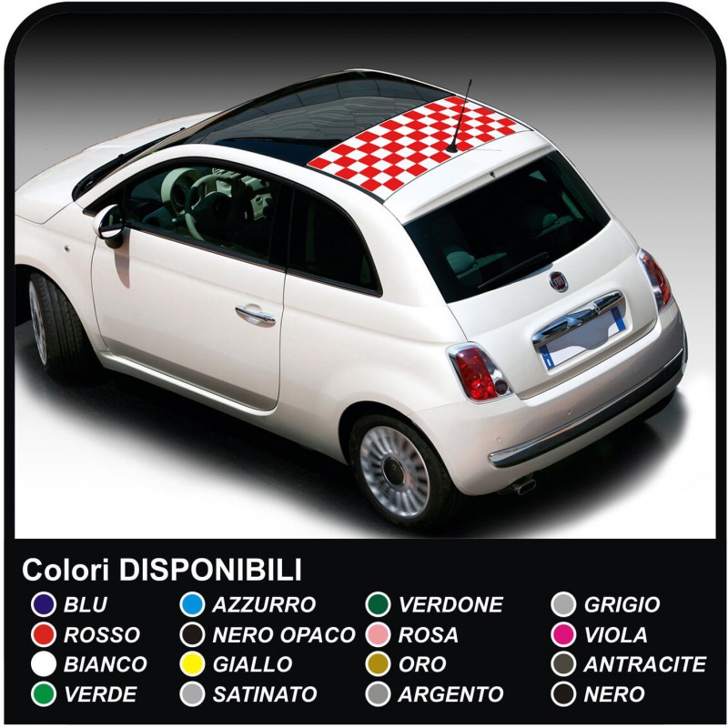 Aufkleber für den FIAT 500 ABARTH bänder tettino dach schachbrett schach  sticker decal - Mega GRAFIC s.r.l.