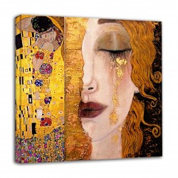 Das Klimt-Gerüst - Freyas goldene Tränen und Kuss - KLIMT Bild gedruckt auf Leinwand mit oder ohne Rahmen