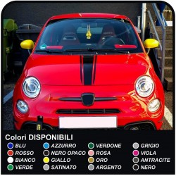 2x Streifen Aufkleber für Motorhaube passend für Fiat 500 & Abarth 500 –  gestickert