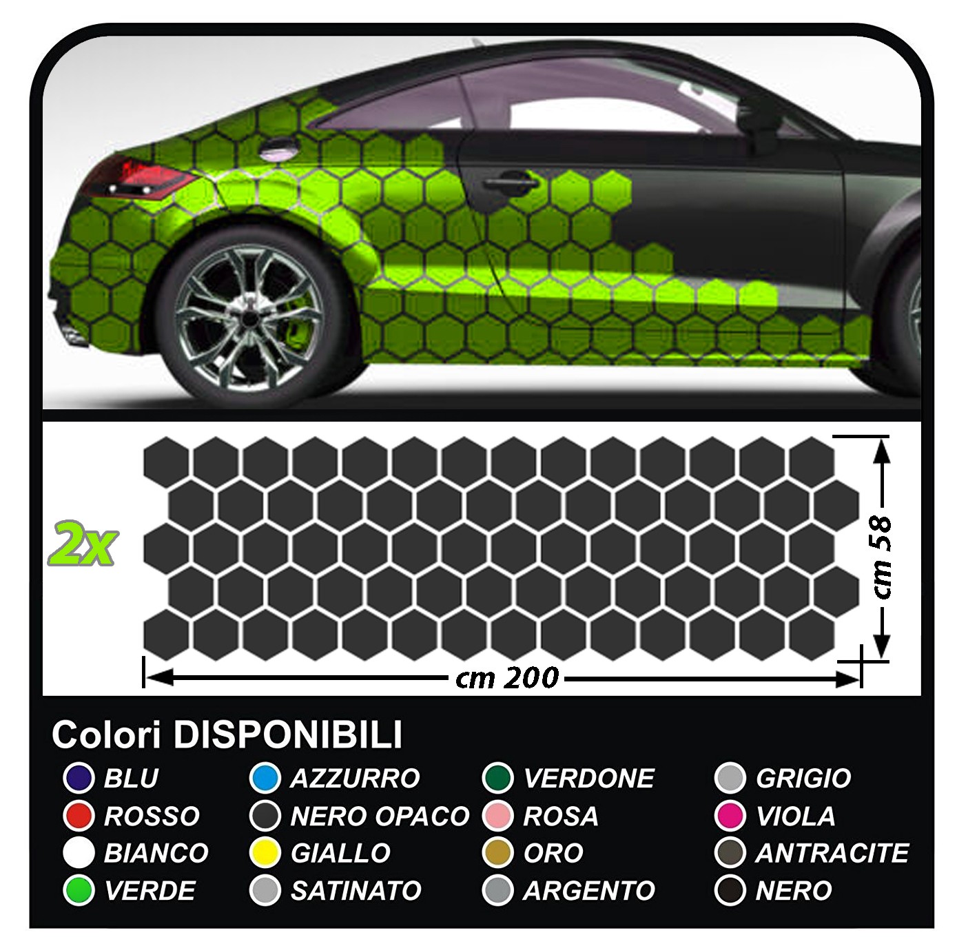 Aufkleber kotflügel auto Sechsecke komplett-Set, Camouflage-auto Car  Aufkleber racing Sticker Dekoration fahrzeugseite SPORT